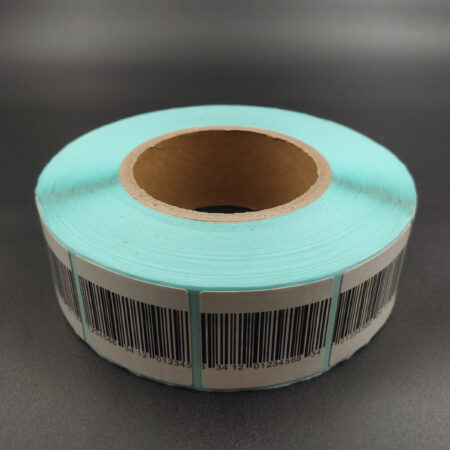 لیبل دزدگیر RF سایز 4*4 پشت آبی بارکددار (بسته 1000 عددی) — تصویر 2